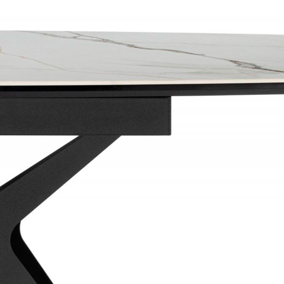 Керамический стол Риполь 160(205)х89 белый с прожилками gilt white / черный - фото 5