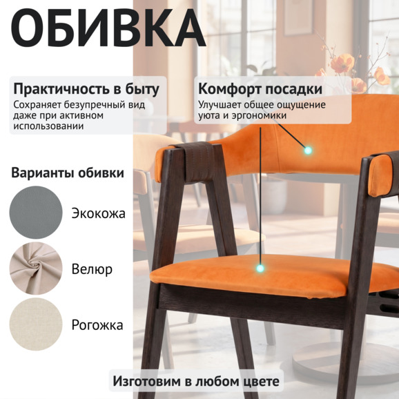 Полукресло Дольче, велюр Фурла 153, морилка венге - фото 3