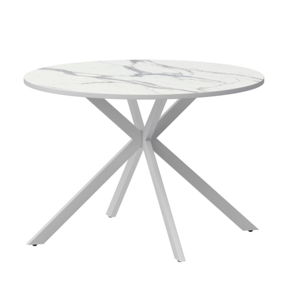 Стол нераздвижной Грант 900, мрамор белый, белый муар - фото 1