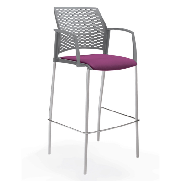 Стул Ревайнд барный с мягким сиденьем и закрытыми подлокотниками, серый - фото 4