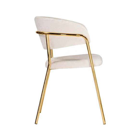 Стул на металлокаркасе Kamelia белый / ткань золотые ножки Стул на металлокаркасе Kamelia белый / ткань золотые ножки - фото 3