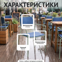 Фотография Стул Лион с подушкой 01, каркас мятный, подушка синяя Фотография товара Стул Лион с подушкой 01, каркас мятный, подушка синяя от компании ChiedoCover.