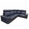 Диван угловой Наполи, нераскладной, экокожа пегасо, темно-синий