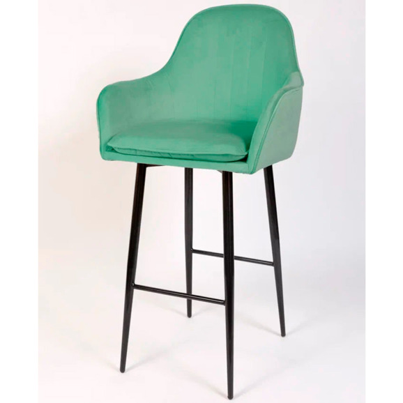 Кресло Сета, барные ножки, светло-зеленый, черный, велюр - фото 3