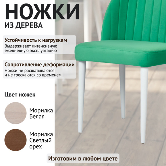 Стул Тони, аквамарин / белый вельвет, белые ножки Стул Тони, аквамарин / белый вельвет, белые ножки - фото 4
