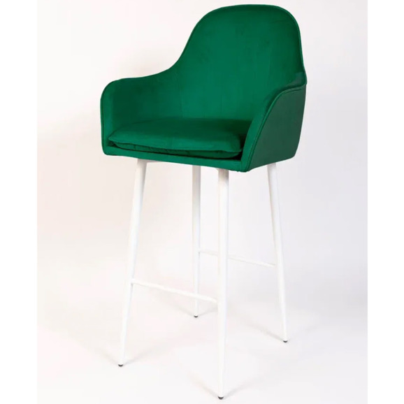 Кресло Сета, барные ножки, зеленый, белый, велюр - фото 3