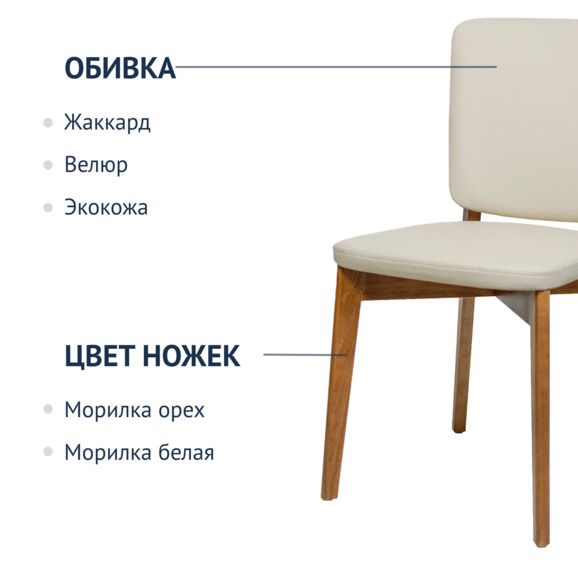 Стул Safir, экокожа Luxa cream светло-бежевый, светлый орех - фото 2