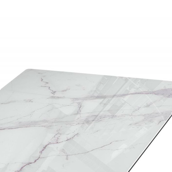 Стеклянный стол Вейв 140(200)х80 кристл белый мрамор / черный - фото 7