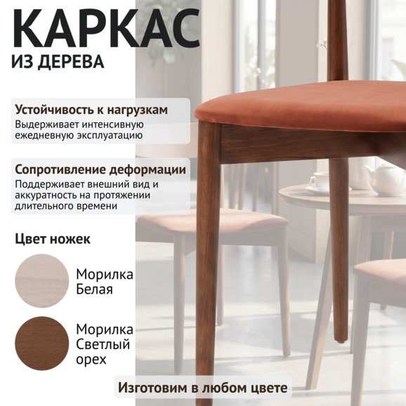 Стул Роквелл, экокожа Паприка, морилка светлый орех - фото 3