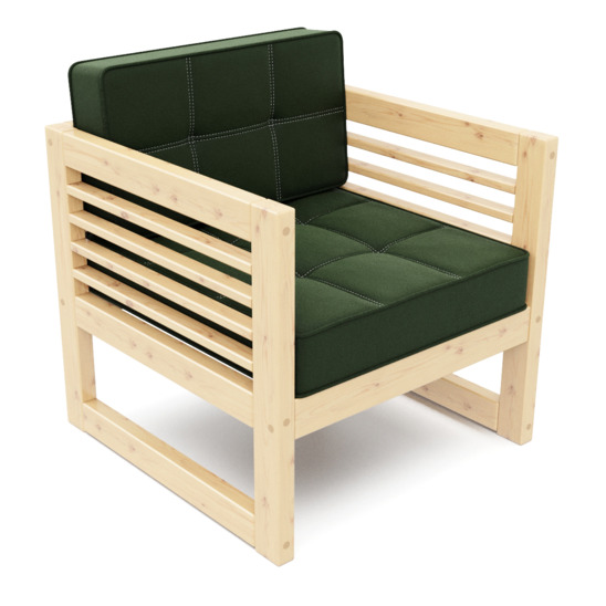 Кресло Вега сосна, зеленое - фото 1