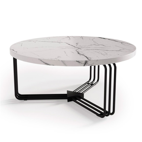 Журнальный столик Stone, белый мрамор, черный - фото 2