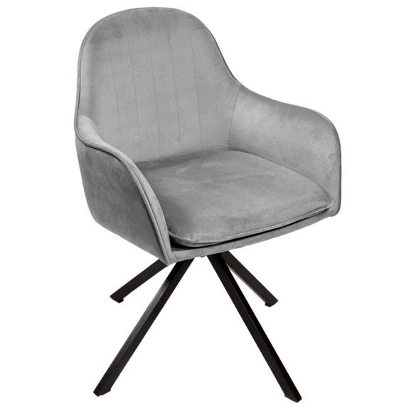 Кресло Сета, пирамида, поворотное основание, светло-серый, черный, велюр - фото 1