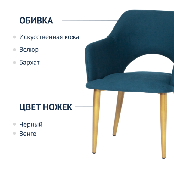 Стул Аква, синий велюр - фото 7