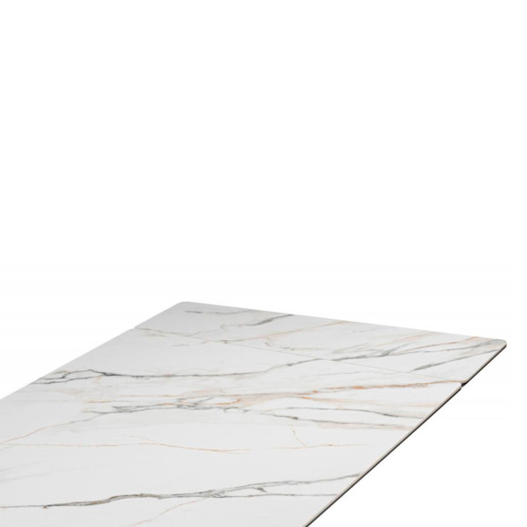 Керамический стол Дарвин 160(220)х89 белый с прожилками gilt white / черный - фото 7