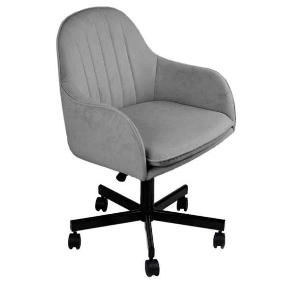 Кресло Сета, пятилучие, светло-серый, черный, велюр - фото 1