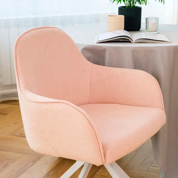 Кресло Сета, пирамида, розовый, белый, букле - фото 11