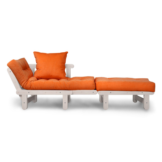 Кресло Сламбер, Velvet оранжевый/ беленый дуб - фото 4