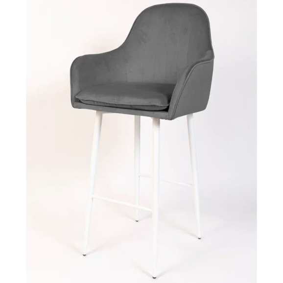 Кресло Сета, барные ножки, серый, белый, велюр - фото 3