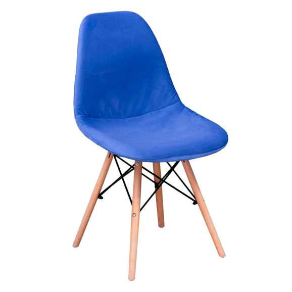 Чехол Е01 на стул Eames, уплотненный, велюр синий - фото 1