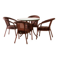 Настоящее фото товара Комплект Ченнаи 4 с круглым столом, коричневый, произведённого компанией ChiedoCover