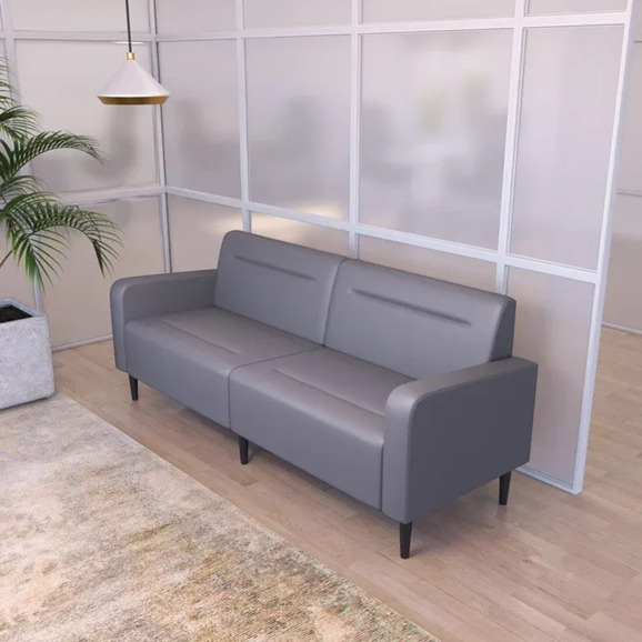 Диван Папилла, экокожа, 202 см, серый - фото 4