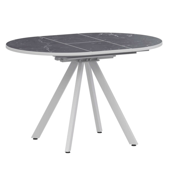 Стол раздвижной Лаки мини 900+300мм, даркстоун, белый муар - фото 1