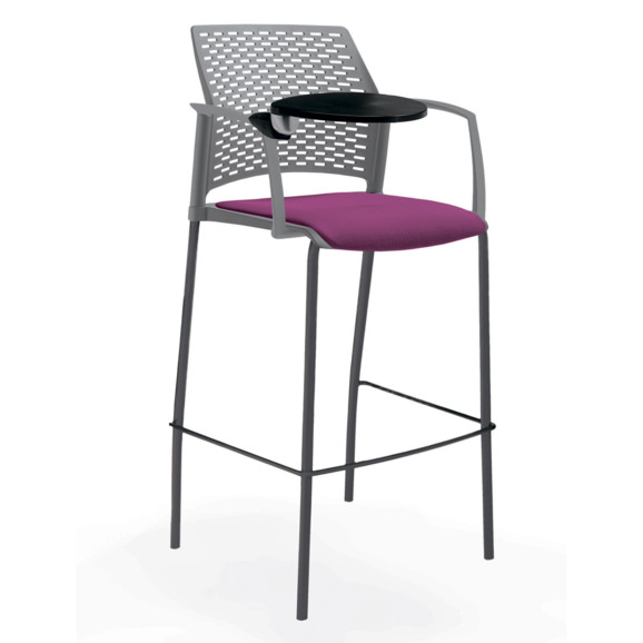 Стул Ревайнд барный с мягким сиденьем и пюпитром, серый, черный - фото 5