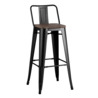 Стул Tolix Wood со спинкой барный Черный глянцевый Стул Tolix Wood со спинкой барный Черный глянцевый