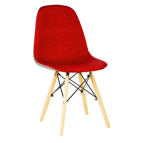 Стул мягкий Eames, ткань, бук, серый, красный - фото 1