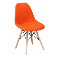 Настоящее фото товара Чехол Е02 на стул Eames, уплотненный, велюр оранжевый, произведённого компанией ChiedoCover