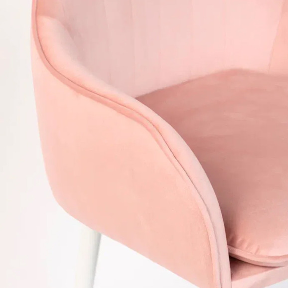 Кресло Сета, барные ножки, розовый, белый, велюр - фото 10
