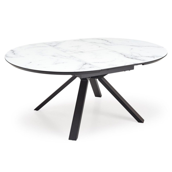 Стол обеденный Brocade, раскладной, белый мрамор, черный Стол обеденный Brocade, раскладной, белый мрамор, черный - фото 2