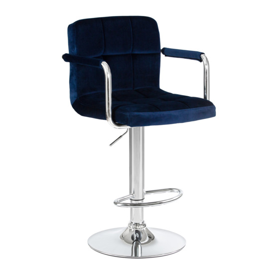 Барный стул Фолкрик, синий велюр - фото 1