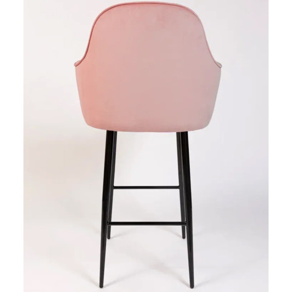 Кресло Сета, барные ножки, пудровый, черный, велюр - фото 6