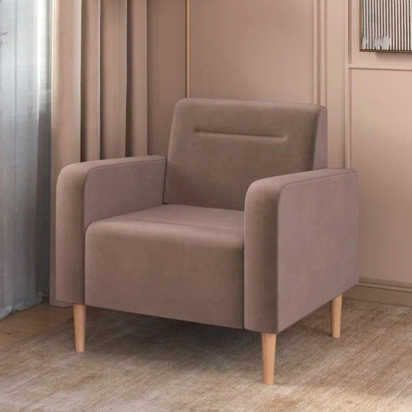 Кресло Папилла, велюр, светло-коричневый - фото 4