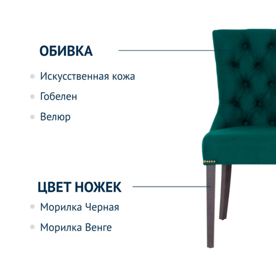 Полукресло Шарри, велюр, Velutto 33, бук, морилка черная - фото 2