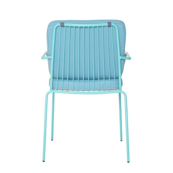 Стул Лион с подлокотниками и подушкой, экокожа Pastel Blue - фото 7