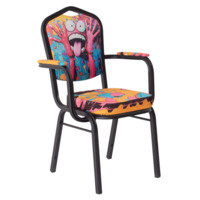 Настоящее фото товара Стул Хит 25 с подлокотниками, каркас черный муар, с принтом Pinky, произведённого компанией ChiedoCover