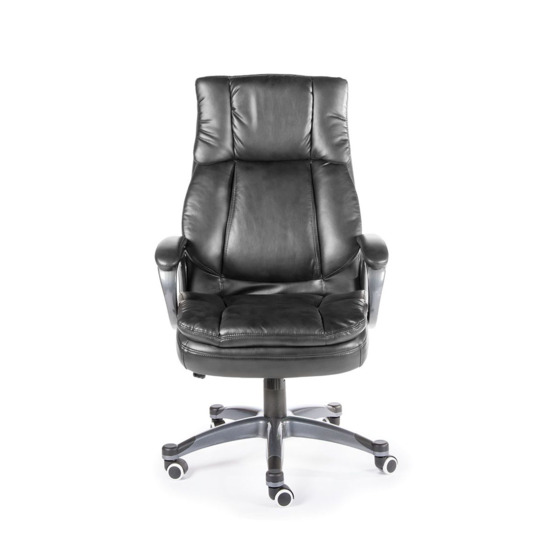Кресло офисное / Мэдисон / (black) серый пластик / черная экокожа - фото 2