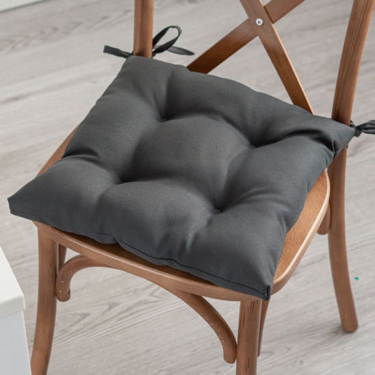 Подушка с завязками на стул, темно-серый - фото 3
