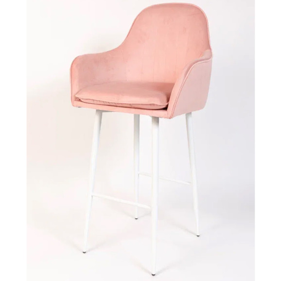 Кресло Сета, барные ножки, розовый, белый, велюр - фото 3