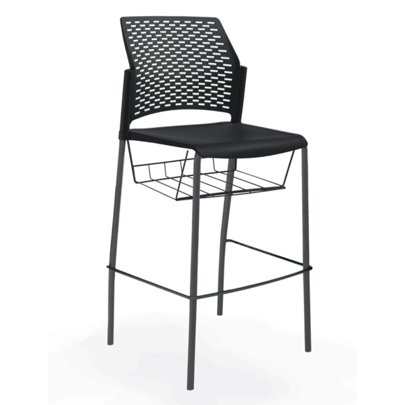 Стул Ревайнд барный с корзиной для бумаг, черный Стул Ревайнд барный с корзиной для бумаг, черный - фото 1