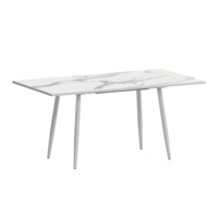 Настоящее фото товара Стол раздвижной Бетти 1100+300 мрамор белый, белый муар, произведённого компанией ChiedoCover