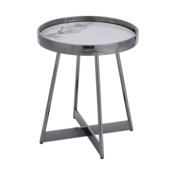 Фотография товара Журнальный столик Гера, 50*50, белая керамика, сталь, тёмный хром от компании ChiedoCover.