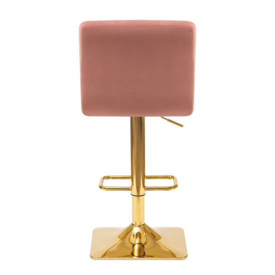 Барный стул Арканес, золотая база, велюр розовый - фото 2