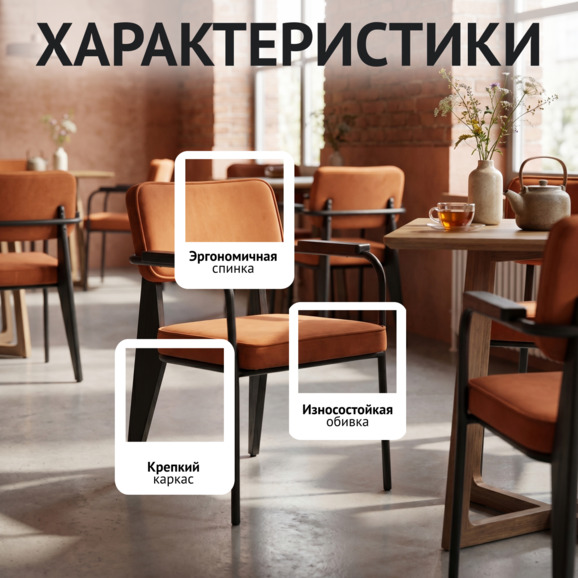 Стул Микс, велюр Фурла 250, ножки бук морилка черная - фото 2