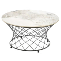 Настоящее фото товара Стол журнальный Crux, бежевый мрамор, черный, произведённого компанией ChiedoCover