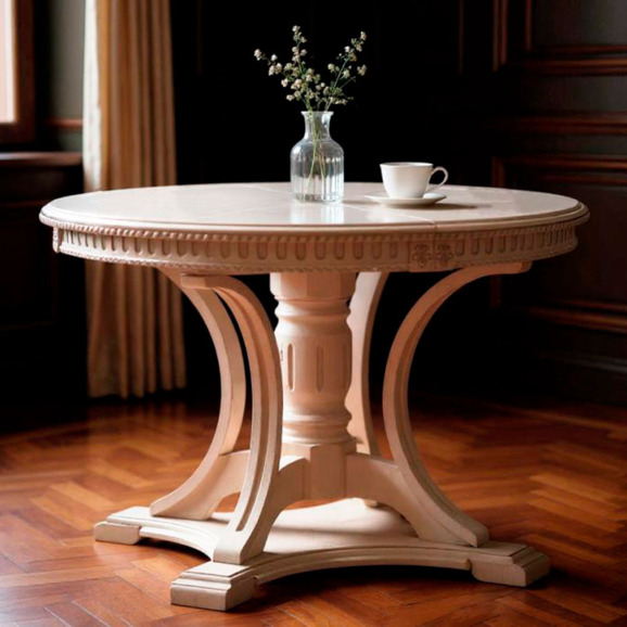 Деревянный стол Нозеан круглый белый / серебро - фото 11