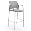 Стул Ревайнд барный с мягким сиденьем и закрытыми подлокотниками, серый