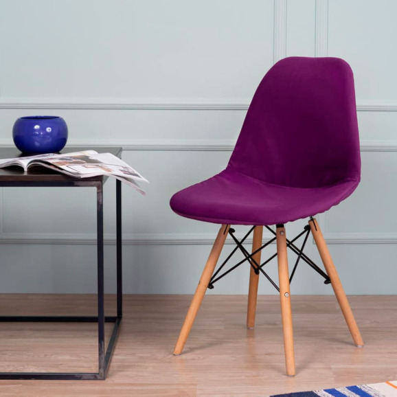 Чехол Е01 на стул Eames, уплотненный, велюр фиолетовый - фото 7